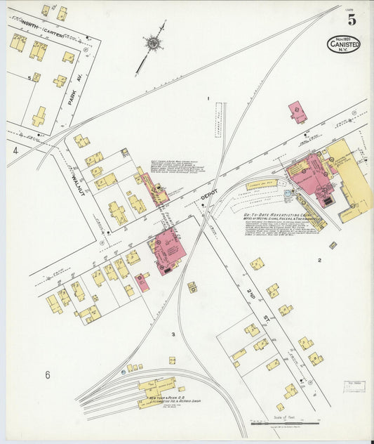 Sanborn Fire Insurance Map from Canisteo, Steuben County, New York (1920), Sheet #0005 - Historic Sanborn Fire Insurance Map Print, vintage old map wall art, antique decor, genealogy gift, New York New York map