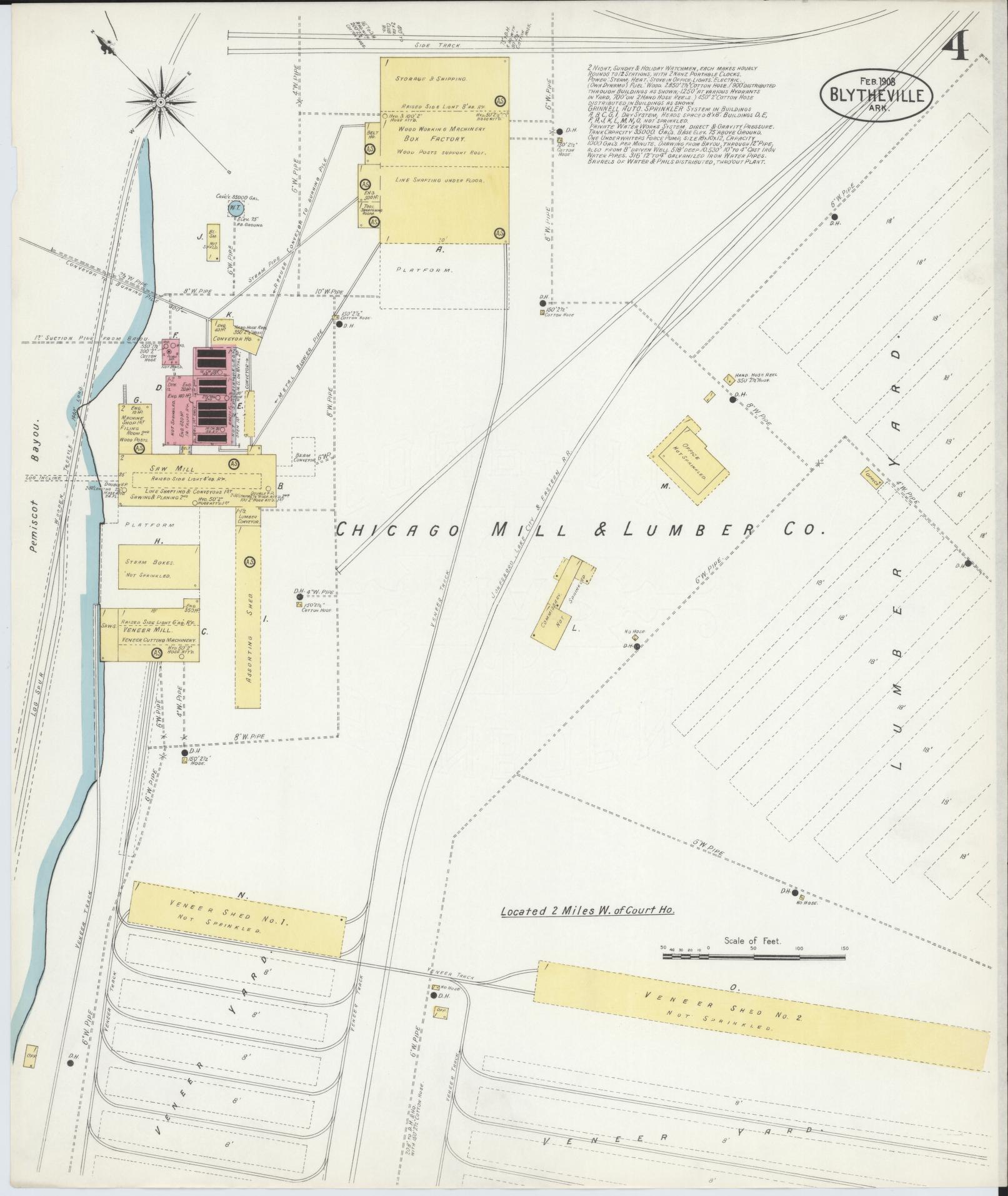 Sanborn Fire Insurance Map from Blytheville, Mississippi County, Arkansas (1908), Sheet #0004 - Historic Sanborn Fire Insurance Map Print, vintage old map wall art, antique decor, genealogy gift, Blytheville Mississippi map
