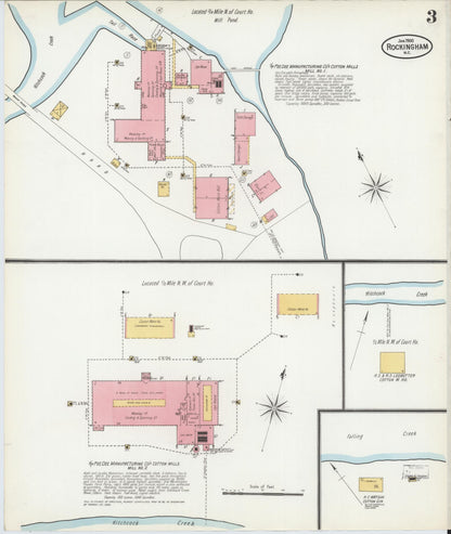 Sanborn Fire Insurance Map from Rockingham, Richmond County, North Carolina (1900), Sheet #0003 - Complete Map Set gallery image, historic Sanborn map, vintage wall art, North Carolina North Carolina