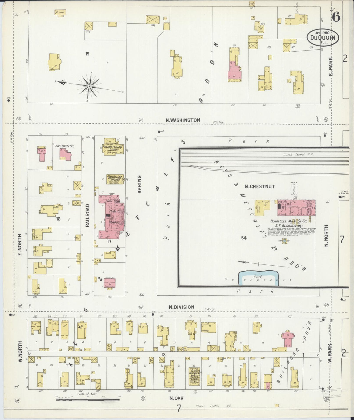 Sanborn Fire Insurance Map from Du Quoin, Perry County, Illinois (1900), Sheet #0006 - Complete Map Set gallery image, historic Sanborn map, vintage wall art, Illinois Illinois
