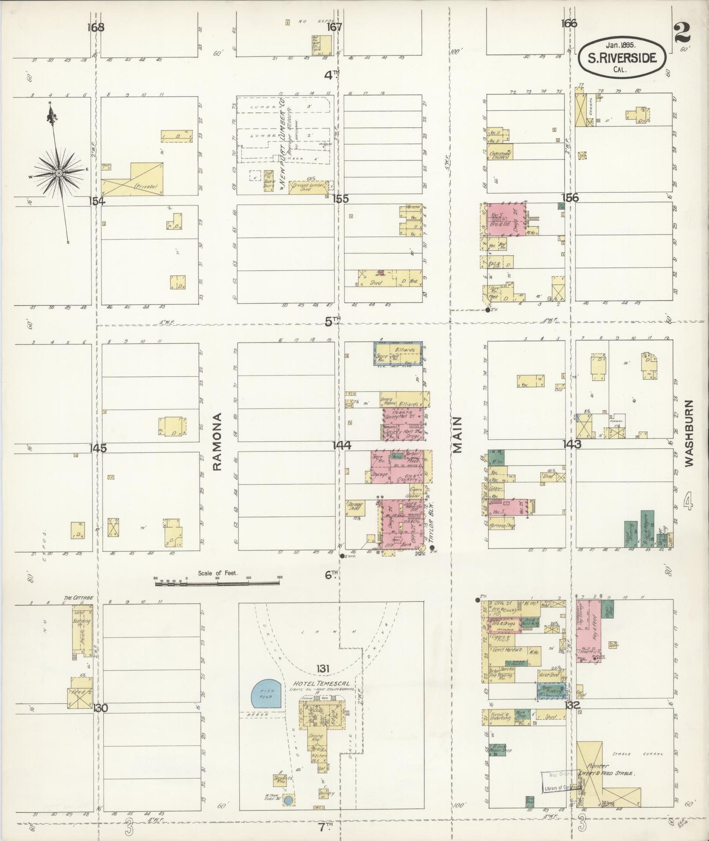 Sanborn Fire Insurance Map from South Riverside, Riverside County, California (1895), Sheet #0002 - Complete Map Set gallery image, historic Sanborn map, vintage wall art, California California