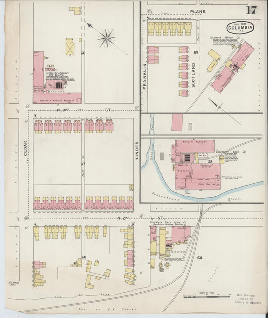 Sanborn Fire Insurance Map from Columbia, Lancaster County, Pennsylvania (1894), Sheet #0017 - Historic Sanborn Fire Insurance Map Print, vintage old map wall art, antique decor, genealogy gift, Pennsylvania Pennsylvania map
