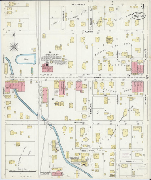 Sanborn Fire Insurance Map from Marion, Williamson County, Illinois (1906), Sheet #0004 - Historic Sanborn Fire Insurance Map Print, vintage old map wall art, antique decor, genealogy gift, Illinois Illinois map