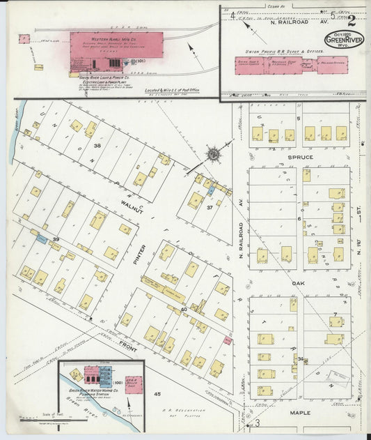 Sanborn Fire Insurance Map from Green River, Sweetwater County, Wyoming (1920), Sheet #0002 - Historic Sanborn Fire Insurance Map Print, vintage old map wall art, antique decor, genealogy gift, Wyoming Wyoming map