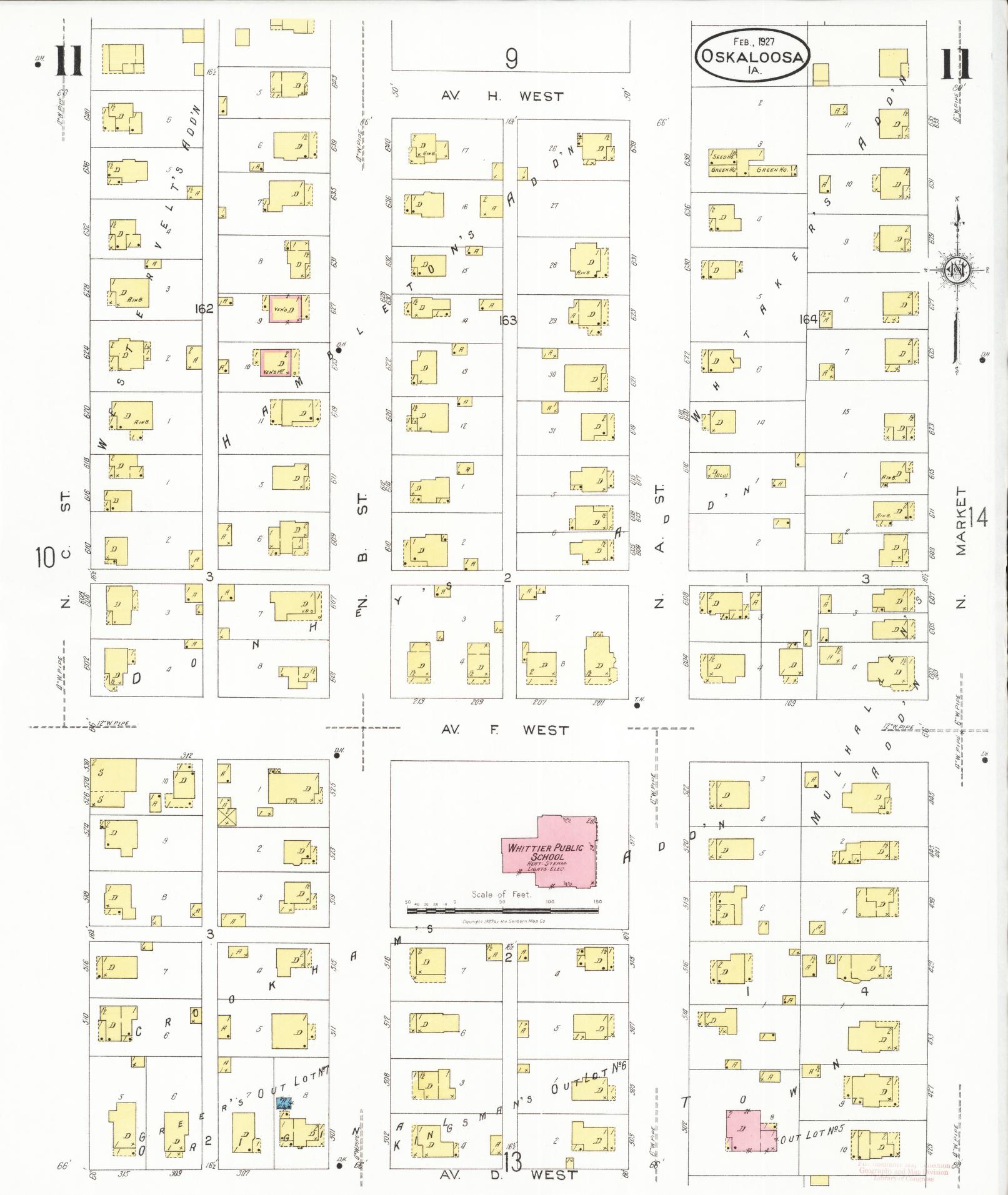 Sanborn Fire Insurance Map from Oskaloosa, Mahaska County, Iowa (1927), Sheet #0011 - Historic Sanborn Fire Insurance Map Print