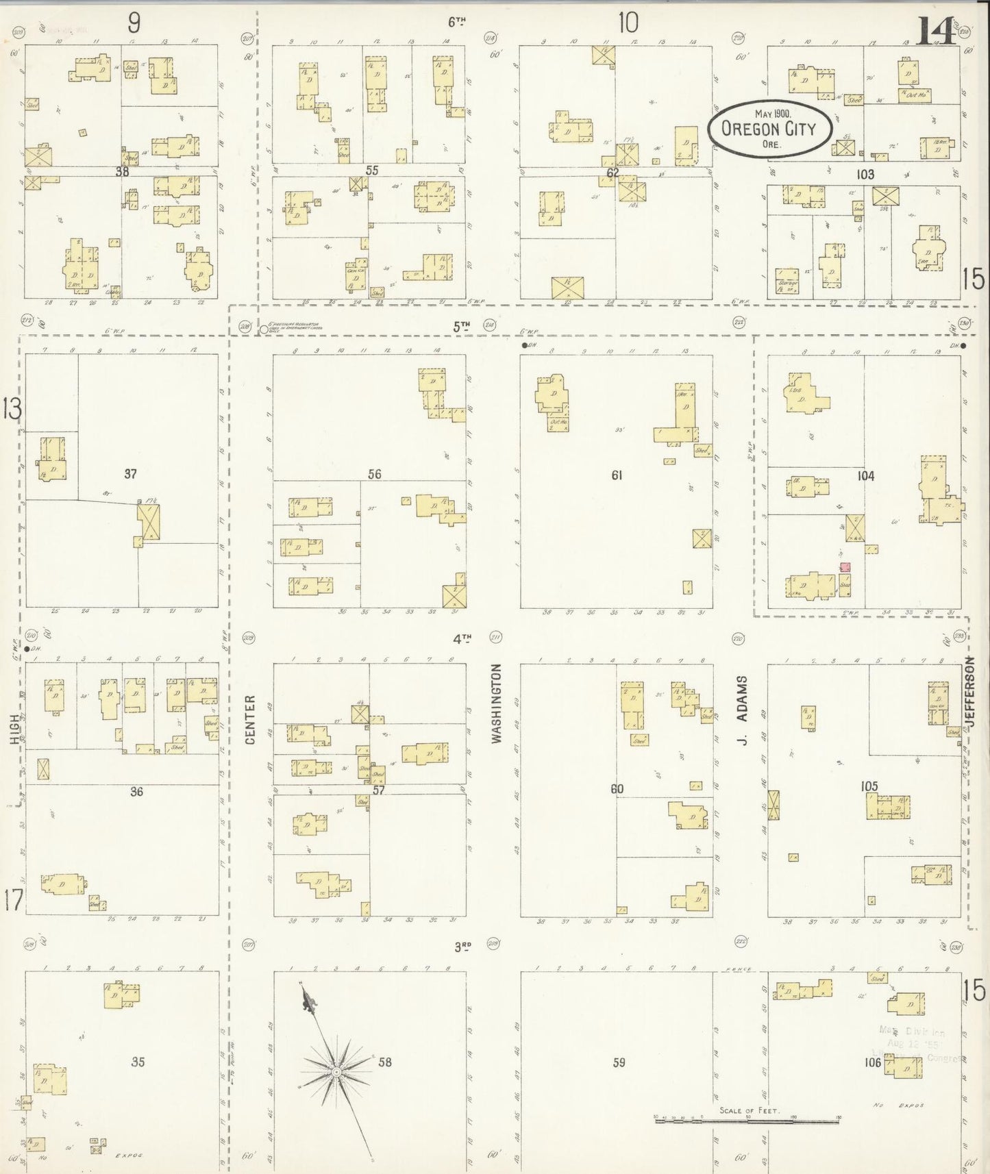 Sanborn Fire Insurance Map from Oregon City, Clackamas County, Oregon (1900), Sheet #0014 - Complete Map Set gallery image, historic Sanborn map, vintage wall art, Oregon Oregon