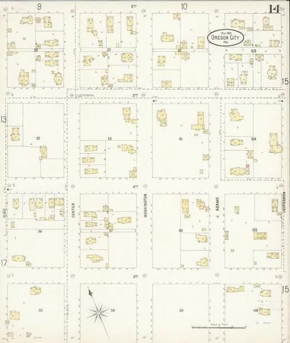 Sanborn Fire Insurance Map from Oregon City, Clackamas County, Oregon (1900), Sheet #0014 - Complete Map Set gallery image, historic Sanborn map, vintage wall art, Oregon Oregon