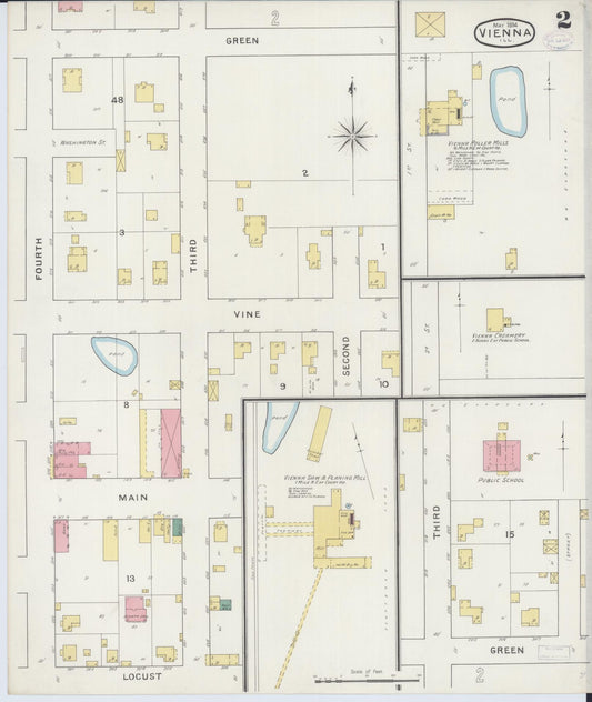 Sanborn Fire Insurance Map from Vienna, Johnson County, Illinois (1894), Sheet #0002 - Historic Sanborn Fire Insurance Map Print, vintage old map wall art, antique decor, genealogy gift, Illinois Illinois map