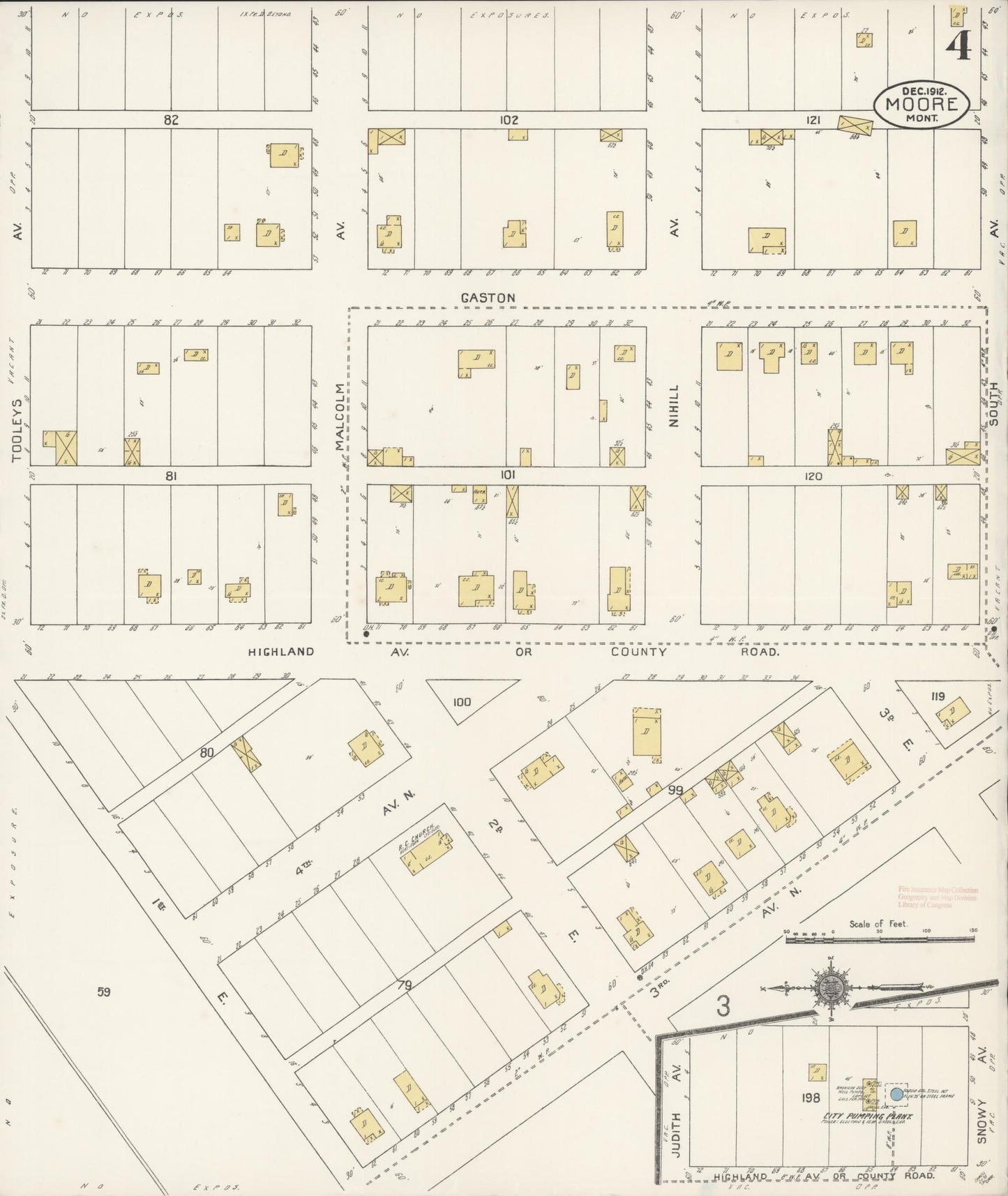 Sanborn Fire Insurance Map from Moore, Fergus County, Montana (1912), Sheet #0004 - Complete Map Set gallery image, historic Sanborn map, vintage wall art, Montana Montana