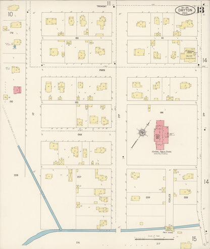 Sanborn Fire Insurance Map from Dayton, Columbia County, Washington (1916), Sheet #0013 - Complete Map Set gallery image, historic Sanborn map, vintage wall art, Washington Washington