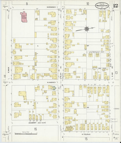 Sanborn Fire Insurance Map from Washington, Beaufort County, North Carolina (1911), Sheet #0012 - Complete Map Set gallery image, historic Sanborn map, vintage wall art, Washington Washington