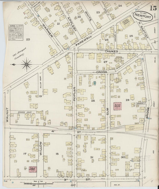 Sanborn Fire Insurance Map from Newport, Newport County, Rhode Island (1884), Sheet #0015 - Historic Sanborn Fire Insurance Map Print, vintage old map wall art, antique decor, genealogy gift, Rhode Island Rhode Island map