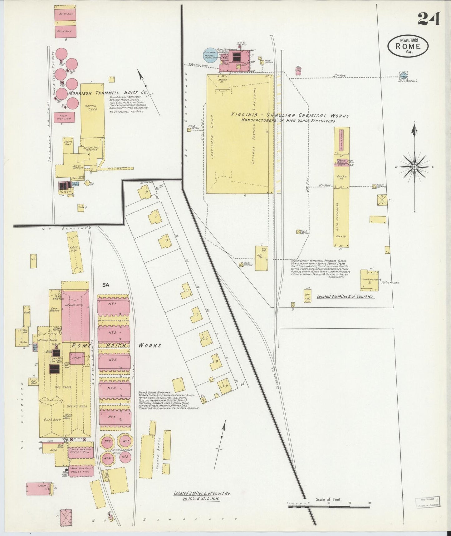 Sanborn Fire Insurance Map from Rome, Floyd County, Georgia (1909), Sheet #0024 - Complete Map Set gallery image, historic Sanborn map, vintage wall art, Georgia Georgia