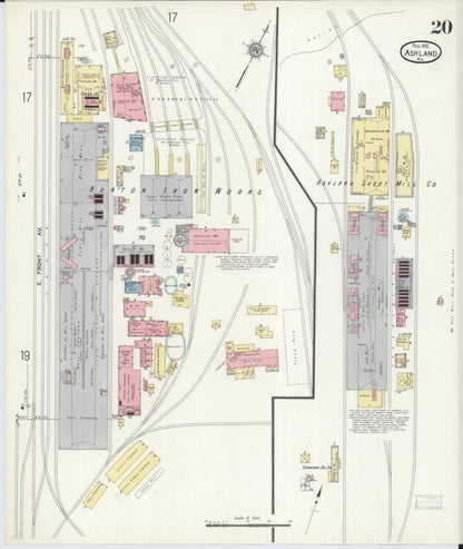 Sanborn Fire Insurance Map from Ashland, Boyd County, Kentucky (1912), Sheet #0020 - Complete Map Set gallery image, historic Sanborn map, vintage wall art, Kentucky Kentucky