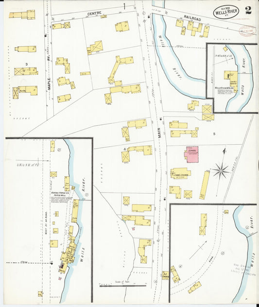 Sanborn Fire Insurance Map from Wells River, Orange County, Vermont (1899), Sheet #0002 - Historic Sanborn Fire Insurance Map Print, vintage old map wall art, antique decor, genealogy gift, Vermont Vermont map