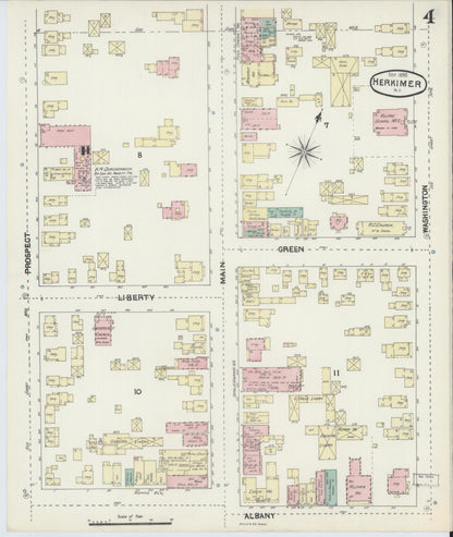 Sanborn Fire Insurance Map from Herkimer, Herkimer County, New York (1890), Sheet #0004 - Historic Sanborn Fire Insurance Map Print, vintage old map wall art, antique decor, genealogy gift, New York New York map