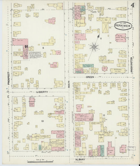 Sanborn Fire Insurance Map from Herkimer, Herkimer County, New York (1890), Sheet #0004 - Historic Sanborn Fire Insurance Map Print, vintage old map wall art, antique decor, genealogy gift, New York New York map