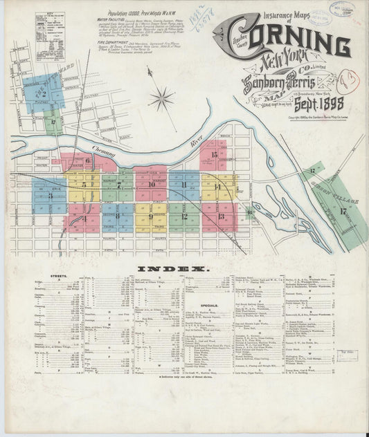 Sanborn Fire Insurance Map from Corning, Steuben County, New York. (1898) – Historic Sanborn Fire Insurance Map Print