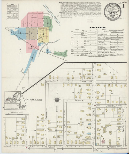 Sanborn Fire Insurance Map from Holley, Orleans County, New York (1914), Sheet #0001 - Complete Map Set gallery image, historic Sanborn map, vintage wall art, New York New York