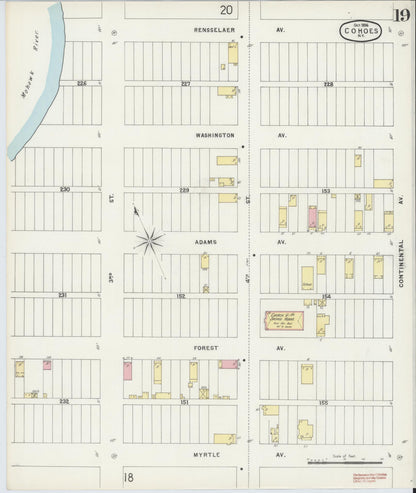 Sanborn Fire Insurance Map from Cohoes, Albany County, New York (1896), Sheet #0019 - Historic Sanborn Fire Insurance Map Print, vintage old map wall art, antique decor, genealogy gift, New York New York map