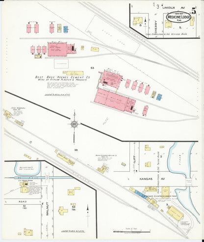 Sanborn Fire Insurance Map from Medicine Lodge, Barber County, Kansas (1917), Sheet #0005 - Complete Map Set gallery image, historic Sanborn map, vintage wall art, Kansas Kansas