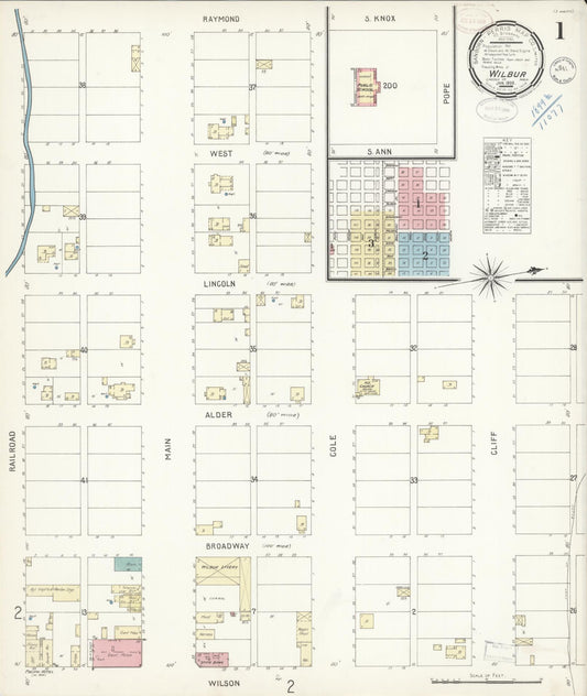 Sanborn Fire Insurance Map from Wilbur, Lincoln County, Washington (1899), Sheet #0001 - Historic Sanborn Fire Insurance Map Print, vintage old map wall art, antique decor, genealogy gift, Washington Washington map