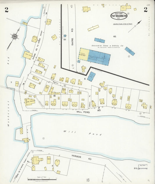 Sanborn Fire Insurance Map from Port Washington, Nassau County, New York (1925), Sheet #0002 - Historic Sanborn Fire Insurance Map Print, vintage old map wall art, antique decor, genealogy gift, New York New York map
