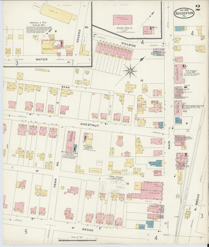 Sanborn Fire Insurance Map from Souderton, Montgomery County, Pennsylvania (1908), Sheet #0002 - Complete Map Set gallery image, historic Sanborn map, vintage wall art, Pennsylvania Pennsylvania