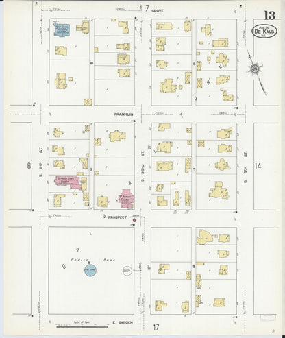Sanborn Fire Insurance Map from De Kalb, De Kalb County, Illinois (1912), Sheet #0013 - Complete Map Set gallery image, historic Sanborn map, vintage wall art, Illinois Illinois