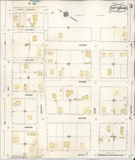 Sanborn Fire Insurance Map from Port Townsend, Jefferson County, Washington (1949), Sheet #0003 - Historic Sanborn Fire Insurance Map Print, vintage old map wall art, antique decor, genealogy gift, Washington Washington map