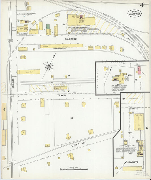 Sanborn Fire Insurance Map from La Grange, Fayette County, Texas (1901), Sheet #0004 - Historic Sanborn Fire Insurance Map Print, vintage old map wall art, antique decor, genealogy gift, Texas Texas map