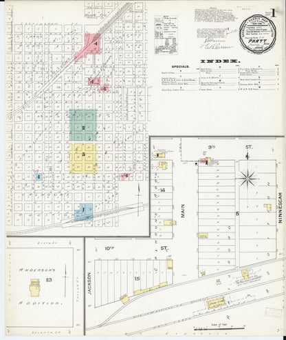 Sanborn Fire Insurance Map from Pratt, Pratt County, Kansas (1892), Sheet #0001 - Complete Map Set gallery image, historic Sanborn map, vintage wall art, Kansas Kansas