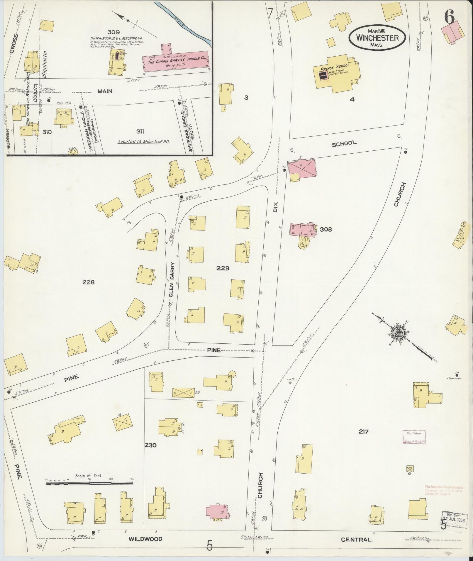 Sanborn Fire Insurance Map from Winchester, Middlesex County, Massachusetts (1910), Sheet #0006 - Historic Sanborn Fire Insurance Map Print, vintage old map wall art, antique decor, genealogy gift, Massachusetts Massachusetts map