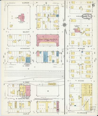 Sanborn Fire Insurance Map from Dodge City, Ford County, Kansas (1918), Sheet #0006 - Complete Map Set gallery image, historic Sanborn map, vintage wall art, Kansas Kansas