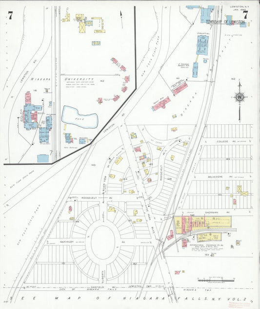 Sanborn Fire Insurance Map from Lewiston, Niagara County, New York (1940), Sheet #0007 - Historic Sanborn Fire Insurance Map Print, vintage old map wall art, antique decor, genealogy gift, New York New York map