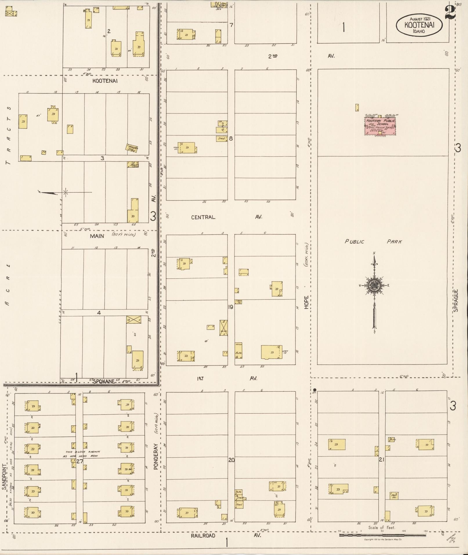 Sanborn Fire Insurance Map from Kootenai, Bonner County, Idaho (1921), Sheet #0002 - Complete Map Set gallery image, historic Sanborn map, vintage wall art, Idaho Idaho