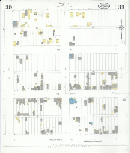 Sanborn Fire Insurance Map from Douglas, Cochise County, Arizona (1929), Sheet #0039 - Complete Map Set gallery image, historic Sanborn map, vintage wall art, Arizona Arizona