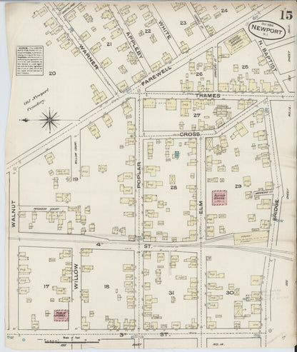 Sanborn Fire Insurance Map from Newport, Newport County, Rhode Island (1884), Sheet #0015 - Complete Map Set gallery image, historic Sanborn map, vintage wall art, Rhode Island Rhode Island