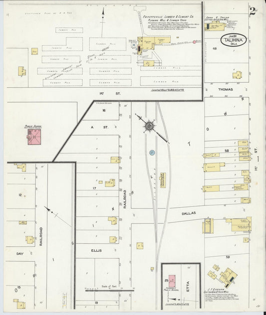 Sanborn Fire Insurance Map from Talihina, Le Flore County, Oklahoma (1911), Sheet #0002 - Historic Sanborn Fire Insurance Map Print, vintage old map wall art, antique decor, genealogy gift, Oklahoma Oklahoma map