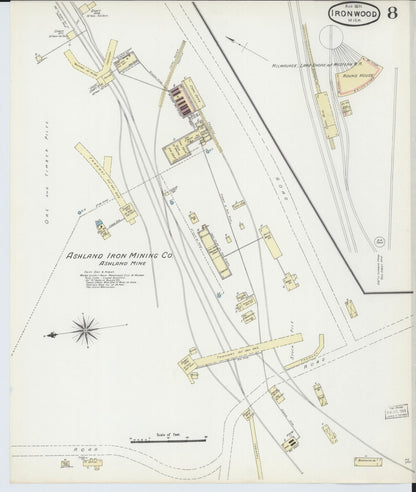 Sanborn Fire Insurance Map from Ironwood, Gogebic County, Michigan (1891), Sheet #0008 - Complete Map Set gallery image, historic Sanborn map, vintage wall art, Michigan Michigan