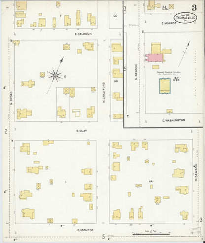 Sanborn Fire Insurance Map from Thomasville, Thomas County, Georgia (1905), Sheet #0003 - Complete Map Set gallery image, historic Sanborn map, vintage wall art, Georgia Georgia
