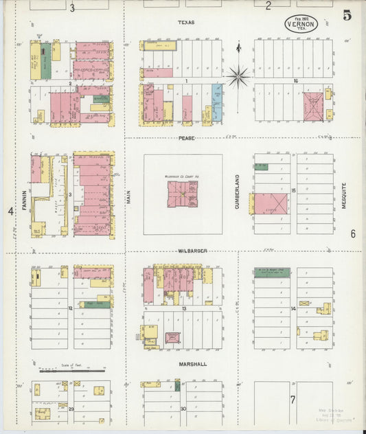 Sanborn Fire Insurance Map from Vernon, Wilbarger County, Texas (1902), Sheet #0005 - Historic Sanborn Fire Insurance Map Print, vintage old map wall art, antique decor, genealogy gift, Texas Texas map