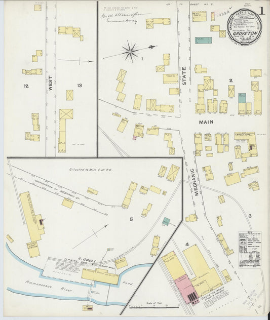 Sanborn Fire Insurance Map from Groveton, Coos County, New Hampshire (1892), Sheet #0001 - Historic Sanborn Fire Insurance Map Print, vintage old map wall art, antique decor, genealogy gift, New Hampshire New Hampshire map