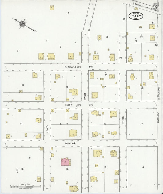 Sanborn Fire Insurance Map from Italy, Ellis County, Texas (1921), Sheet #0003 - Historic Sanborn Fire Insurance Map Print, vintage old map wall art, antique decor, genealogy gift, Texas Texas map