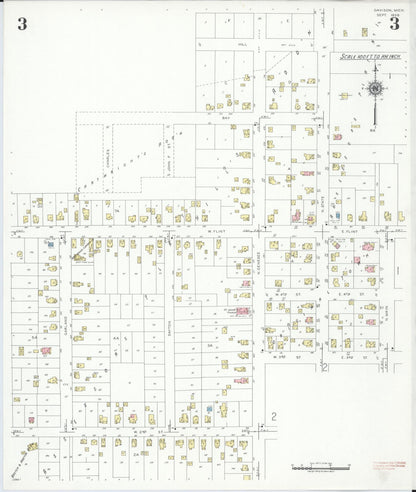 Sanborn Fire Insurance Map from Davison, Genesee County, Michigan (1939), Sheet #0003 - Complete Map Set gallery image, historic Sanborn map, vintage wall art, Michigan Michigan