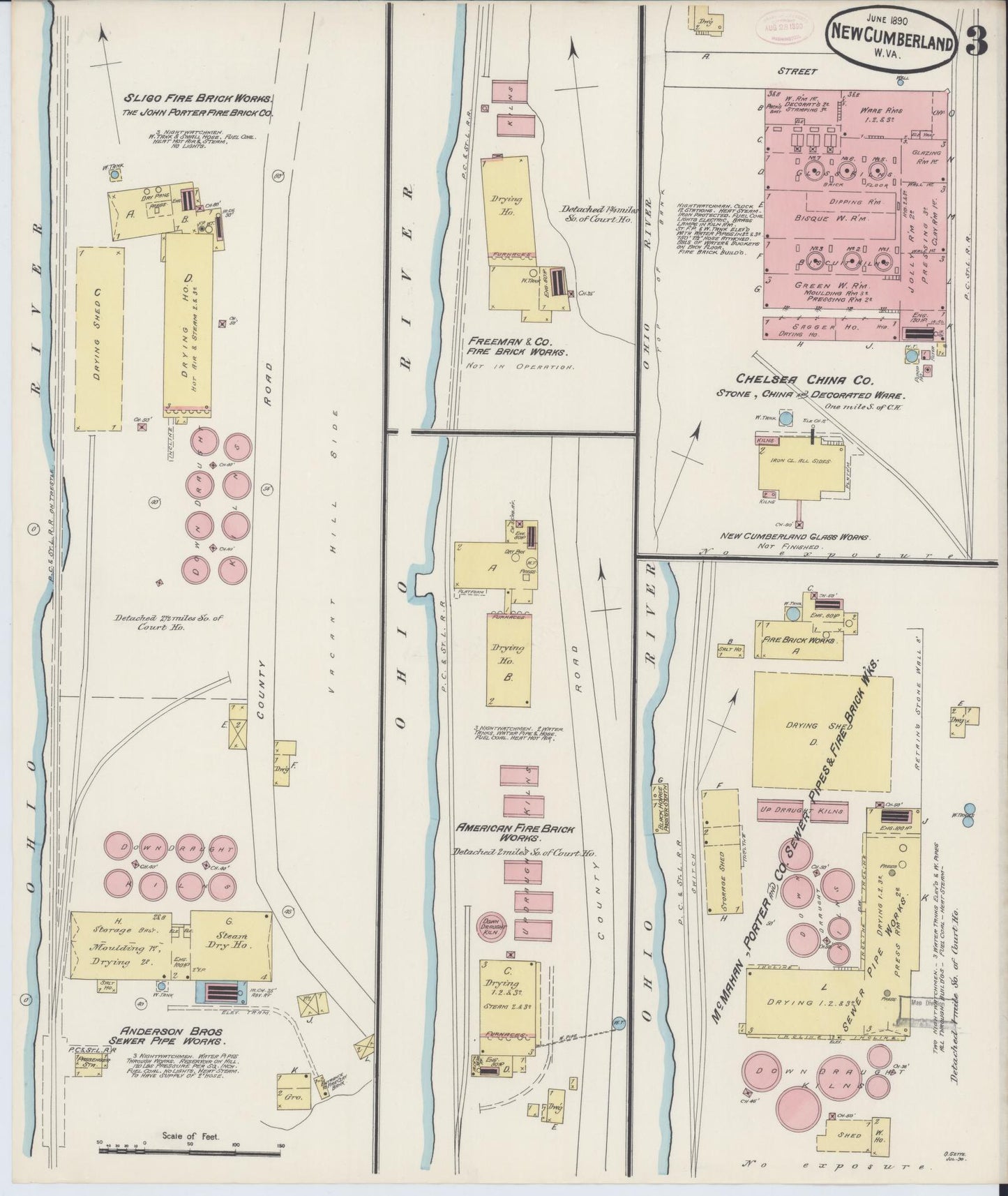 Sanborn Fire Insurance Map from New Cumberland, Hancock County, West Virginia (1890), Sheet #0003 - Complete Map Set gallery image, historic Sanborn map, vintage wall art, West Virginia West Virginia