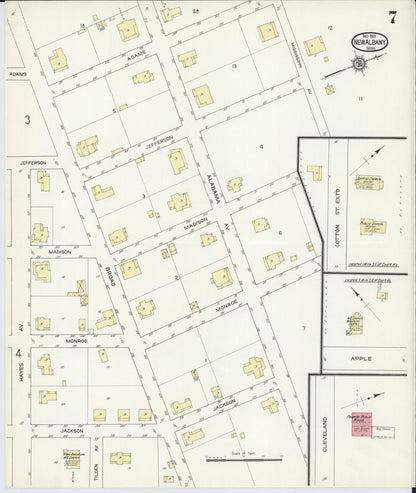 Sanborn Fire Insurance Map from New Albany, Union County, Mississippi (1913), Sheet #0007 - Complete Map Set gallery image, historic Sanborn map, vintage wall art, Mississippi Mississippi