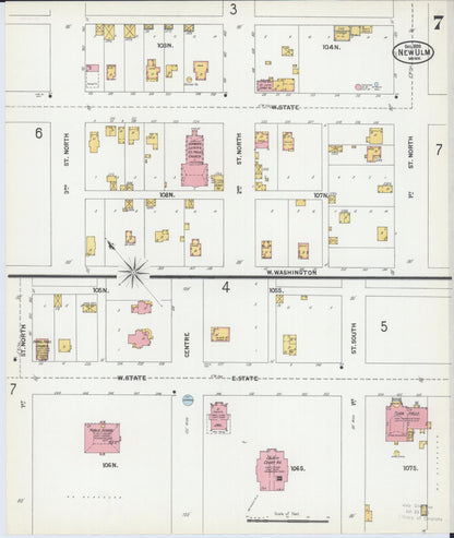 Sanborn Fire Insurance Map from New Ulm, Brown County, Minnesota (1899), Sheet #0007 - Complete Map Set gallery image, historic Sanborn map, vintage wall art, Minnesota Minnesota