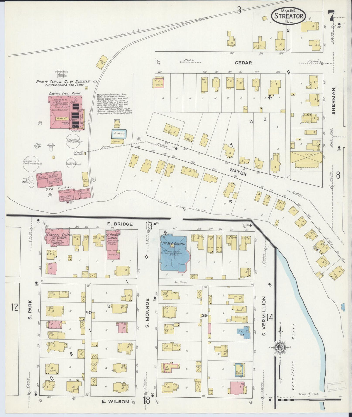 Sanborn Fire Insurance Map from Streator, La Salle County, Illinois (1916), Sheet #0007 - Complete Map Set gallery image, historic Sanborn map, vintage wall art, Illinois Illinois