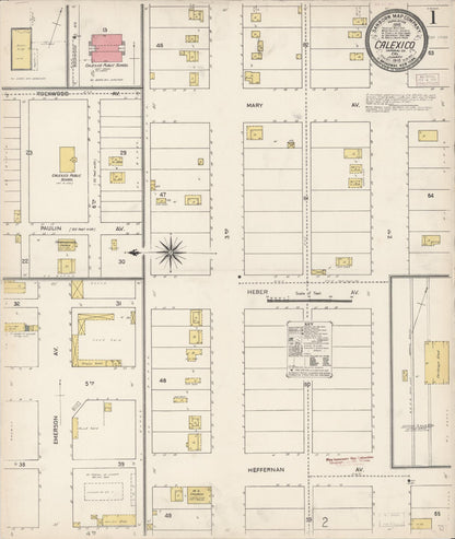 Sanborn Fire Insurance Map from Calexico, Imperial County, California (1910), Sheet #0001 - Historic Sanborn Fire Insurance Map Print, vintage old map wall art, antique decor, genealogy gift, California California map